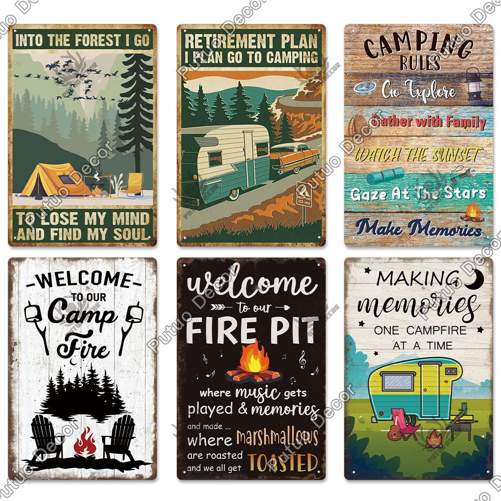 Decor Camping Tin Sign Vintage Plaque Metal Plate Retro Posters Wall Art Decor for Trip Car Home Living Room Unique Gift