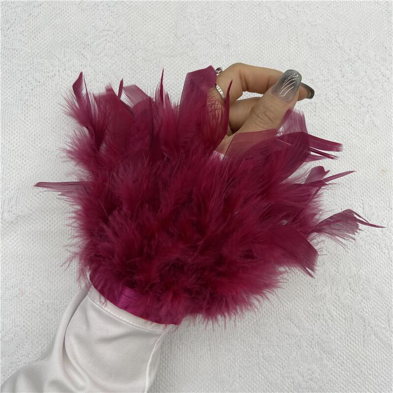 1 шт., манжеты из страусиного пера из натурального меха, манжеты из страусиных перьев, браслет с застежкой, манжеты из перьев, рукав на запястье