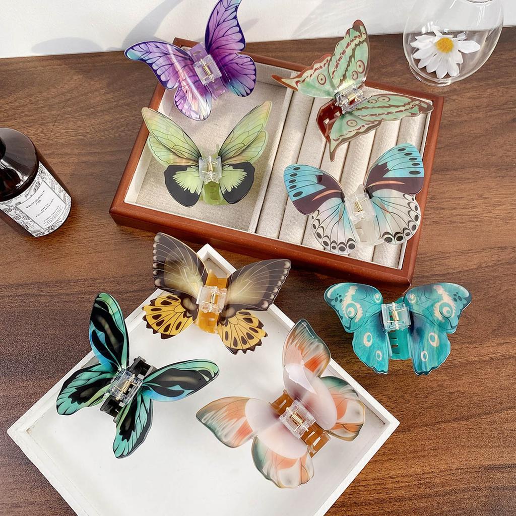 Имитация заколки-бабочки, элегантная заколка-краб, акриловый аксессуар для волос для девочек, пружинный зажим для волос