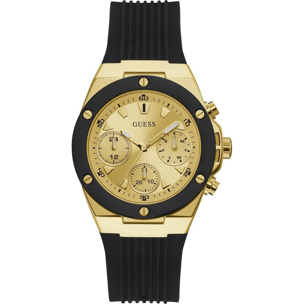 Guess Женские кварцевые часы Sport Gold из нержавеющей стали с силиконовым ремешком GW0030L2