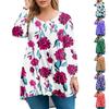 Women's Plus Size Top, Garden Collar Long Sleeved Shirt, Fashionable Floral Print Casual Top