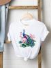 (Азиатский размер) Прекрасный цветочный тренд милый Принт Женский Женский принт Модная футболка Топ Одежда Футболка Женская Короткий рукав Графические футболки
