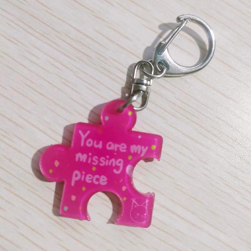 Diy Creative You Are My Missing Piece Alphabet Puzzle Keychain For Couples Alloy Key Ring Jewelry Gift