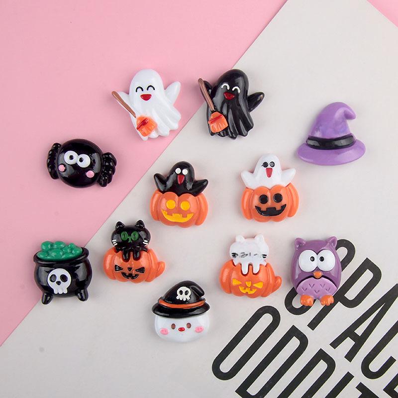 Милые мультяшные аксессуары из смолы на Хэллоуин для самодельных украшений и чехлов для телефонов