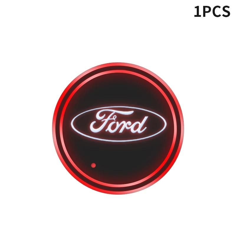 Car Sticker Colorful Universal LED Car Cup Holder RGB Light Mat Pad For Ford Fiesta Ranger Fusion Mondeo Mustang Transit Auto Ac