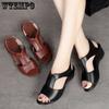 Black Fish Mouth Slope Heel Sandals Women's Roman Shoes High Heeled Sandals Soft Comfortable Bottom Work Shoes Summer