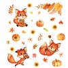 Golden Maple Leaf Window Sticker Autumn Pumpkin Fox Wall Sticker For Kids Room Decals Thanksgiving Autumn Wallpaper Home Decor