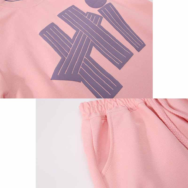 Summer Girls'  T-Shirts Sets Outfit Kids Short Sleeve Tops+Shorts 2Pcs Children Clothes Teen Loose Casual Suits Sporty Outfits