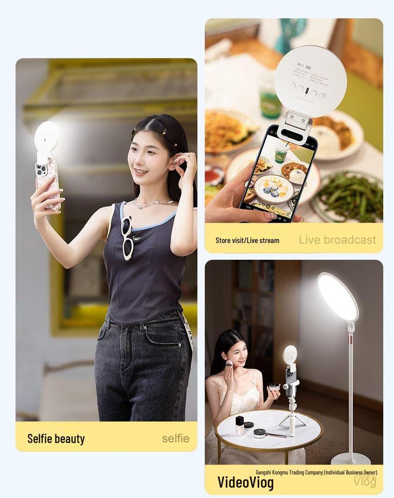 Портативный светодиодный заполняющий свет для мобильных телефонов - Идеально для прямых трансляций, макияжа, фотографии, селфи и студентов.