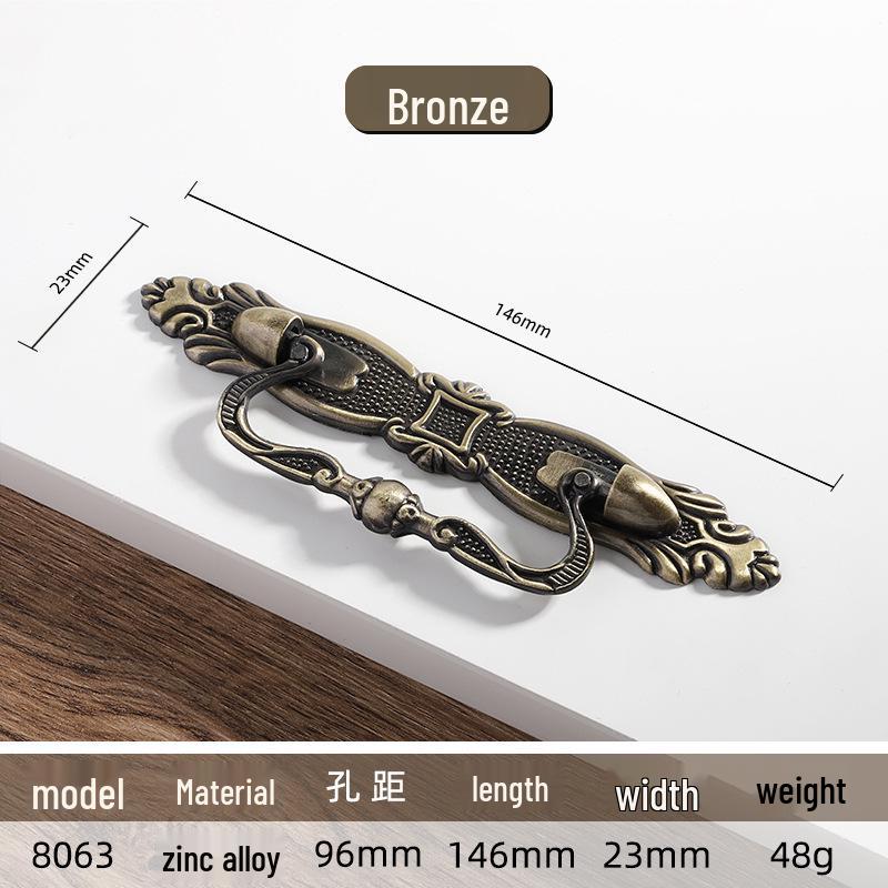 Античная сине-красная бронзовая европейская классическая кухонная мебельная ручка-кольцо