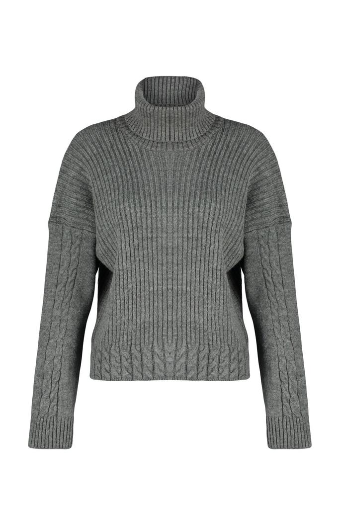 Women's Elegance Style Sweater Stone Turtleneck Hair Braided Soft Textured Knitwear Sweater