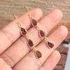 Garnet Gemstone Women Earring 100% 925 Sterling Silver Yellow Gold Plating Jewelry