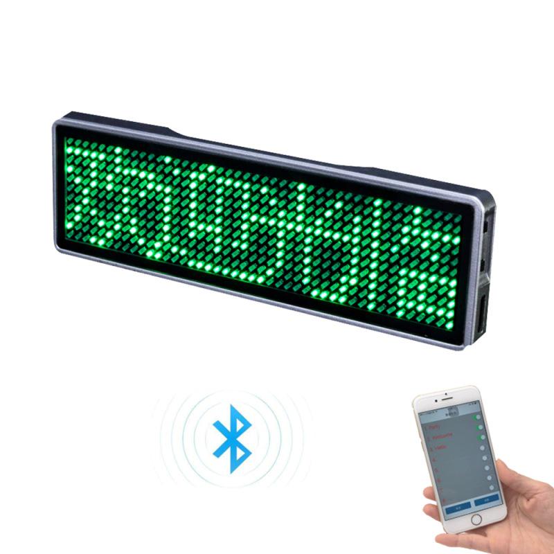 Светодиодный Bluetooth значок с экраном для визитки - Сменяемый текст, Бегущая строка, Мобильный адаптер, Идеально для идентификатора водителя такси.
