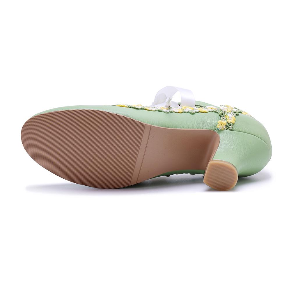 Johnature Туфли-лодочки ручной работы из натуральной кожи женские туфли ретро кружева Мэри Джейн туфли на высоком каблуке