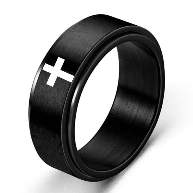 6mm 8mm Stainless Steel Cross Ring Christian Jesus Christ Lord Prayer For Men And Women