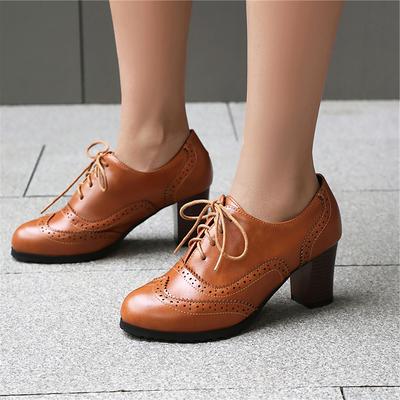 FOREADA Женские туфли-лодочки из искусственной кожи с круглым носком, на толстом высоком каблуке, на шнуровке, лаконичные, модные женские туфли, весна-осень, верблюжий, черный, 44