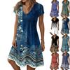 Women's Fashion Summer Casual Short Sleeve Floral Print Dresses
