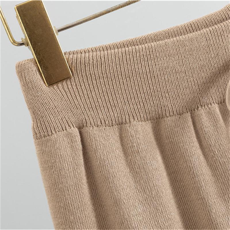 Женский осенне-зимний модный повседневный костюм средней длины, вязаная рубашка с открытым передом, брюки, костюм-двойка