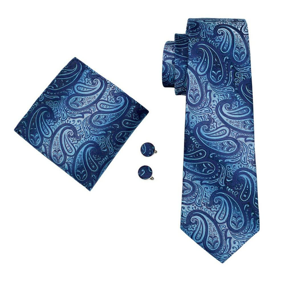 Hi-Tie Мужской галстук с узором пейсли, жаккардовый тканый шелковый галстук, носовой платок, запонки, набор для свадьбы, деловой вечеринки