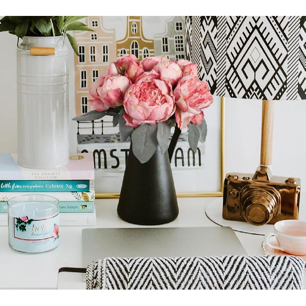 Розовые пионы искусственные цветы 2 букета винтажные искусственные пионы 14 шт. головок шелковые цветы со стеблями для свадебного украшения букет невесты искусственные цветы