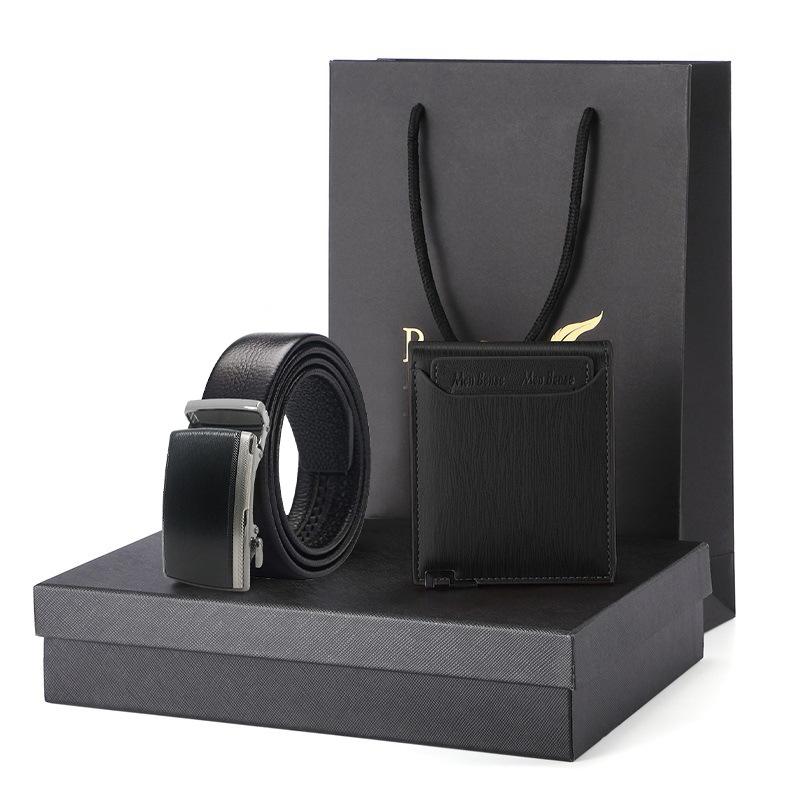 Отсутствие свиная кишка ремень кошелек подарочный набор подарочная коробка мужской кошелек из натуральной кожи короткий кошелек из коровьей кожи мужской ремень