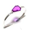 Natural Pink Amethyst Gemstone 925 Sterling Silver Cuff Bangle Adjustable K4h32