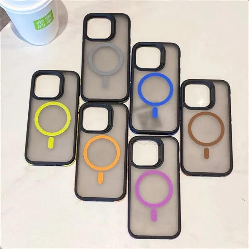 Роскошная рамка цветной матовый полупрозрачный магнитный чехол для Magsafe для iPhone 16 15 14 13 12 11 Pro Max Plus беспроводной зарядный чехол