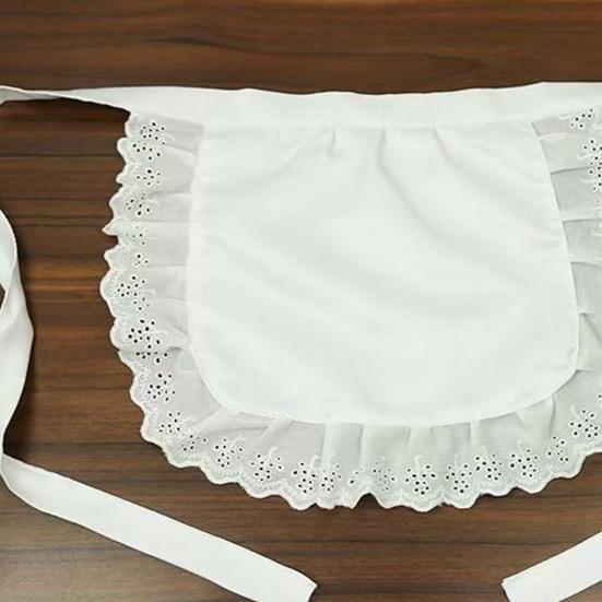 Косплей фартук горничной, фартук с оборками на талии для девочек, кухонный костюм, однотонный нарядный фартук, аксессуар для косплей-наряда