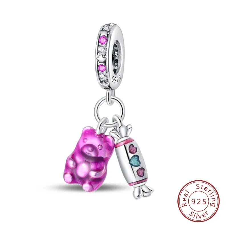 Copper Little Bear Soft Candy Coffee Strawberry Cake Afternoon Tea Charms Beads Fit Bracelets Diy Jewelry