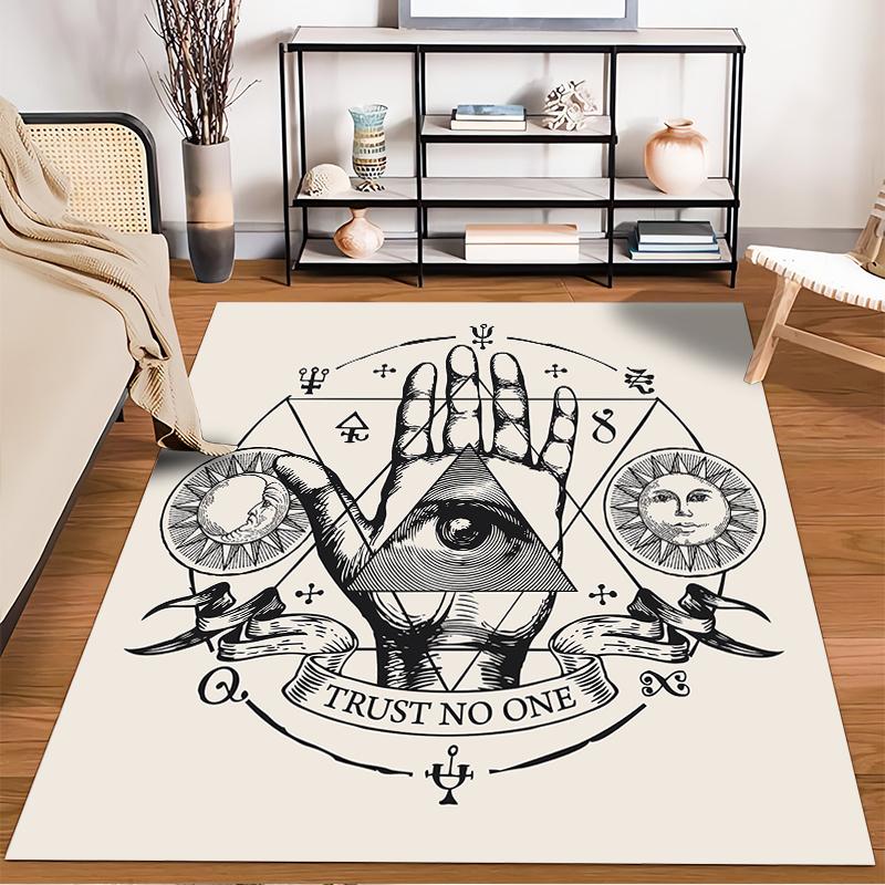 Mystic Hand with Eye Symbol Design Non-slip rug suitable for living room and bedroom sofas