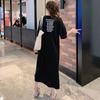 Женское повседневное платье-футболка большого размера с коротким рукавом, длиной ниже колена, свободного кроя