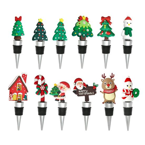 Yousheng Рождественская винная пробка для бутылок Санта-Клауса, снеговика, рождественской елки, винная пробка, укупорщик для пивных бутылок для праздничного домашнего декора