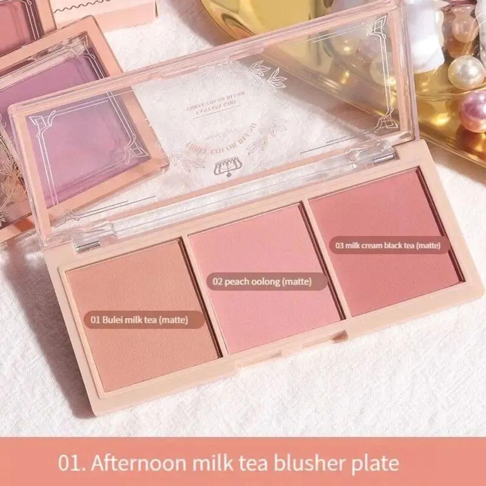 Blush Nude Makeup Natural Matte Milk Tea Color Orange Lasting Art Highlighting and Grooming All-in-One Palette, Pink, 1 Piece