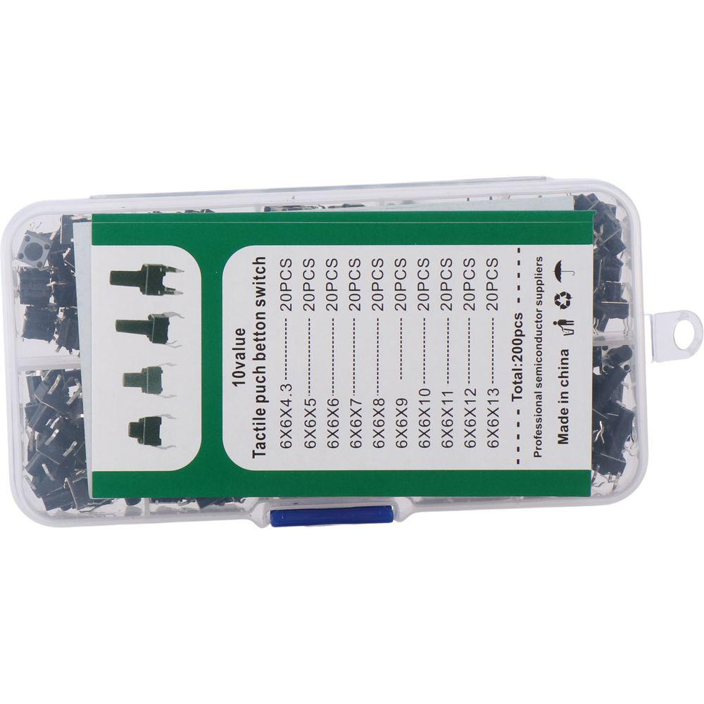 200Pcs 6x6 Mm Tactile Push Button 4 Pin Pushbutton Switches Breadboard Arduino PCB