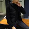 Мужской зимний хлопковый пуховый жилет с капюшоном 2024 года - без рукавов, утепленная куртка.