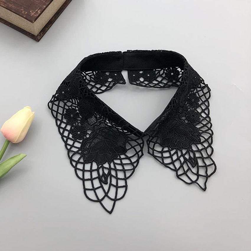 Белая черная рубашка с искусственным воротником для женщин, кружевной ажурный съемный воротник, ромбовидный лацкан, рубашка, блузка, топ, ожерелье, аксессуары для одежды