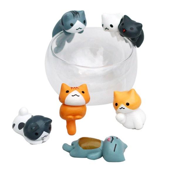 Set of 6 Cat Figures, 1 set,Korean Car Acc