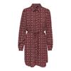 Burgundy Fancy Printed Belted Shirt Dress Women