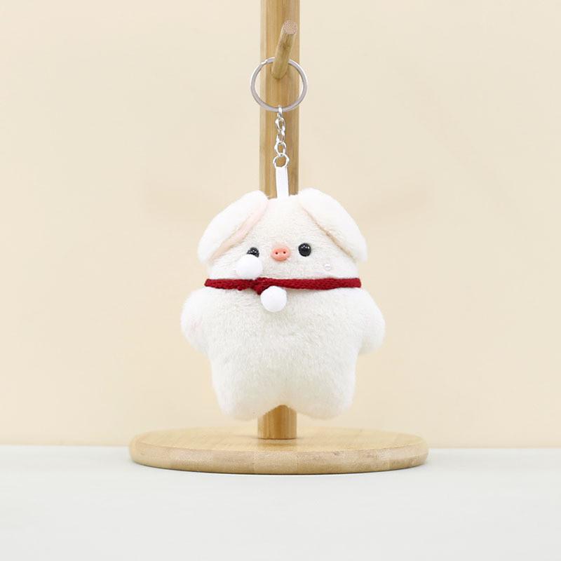 Adorable Plush Pig Keychain With Cute Scarf Soft Stuffed Animal Doll For Gifts