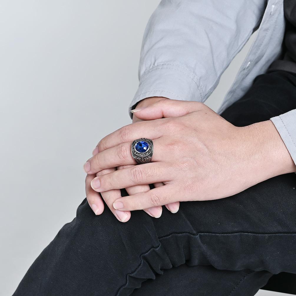 Мужское кольцо с драгоценным камнем, модный тренд, ретро-дизайн с изображением белоголового орлана из титановой стали, ювелирное украшение для руки в виде орла