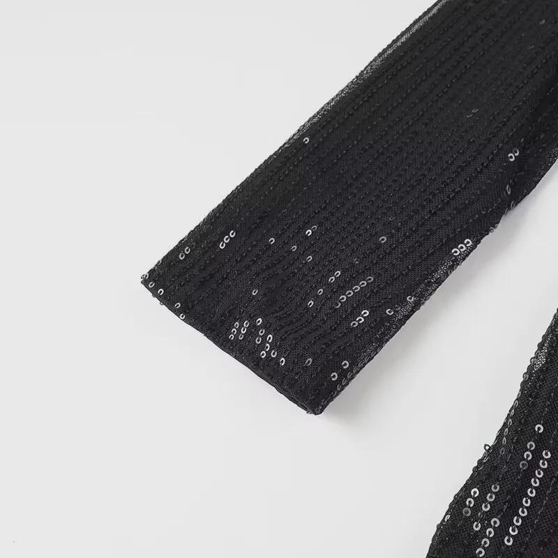 2024 Spring Women's Sequined Blazer & Straight Pants Set