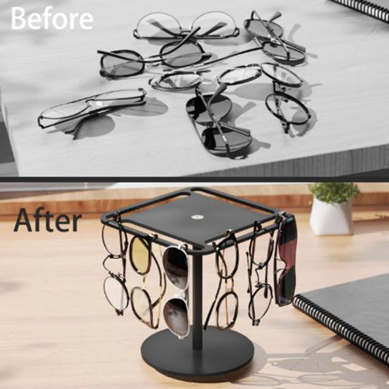Вращающийся на 360 градусов органайзер для солнцезащитных очков, однослойный/двухслойный прозрачный акриловый стеллаж для хранения очков, экономящий место, прочный держатель для очков