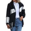 Women’s Hooded Jacket Polar Fleece Stylish Sequin Long Sleeves Casual Wear Spring Autumn Outdoor Clothes In Black