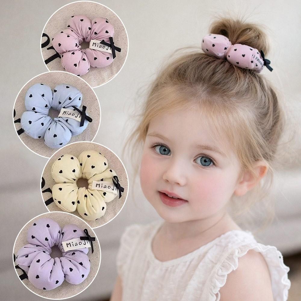 Heart-Printed Flower Scrunchies Ornament Hair Rope New Hair Tie Ring Hair Styling