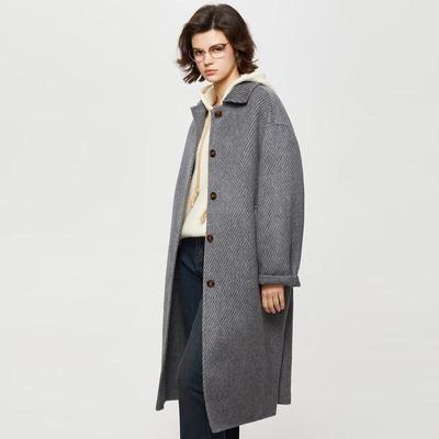 Женское ретро двустороннее длинное пальто из шерстяной смеси