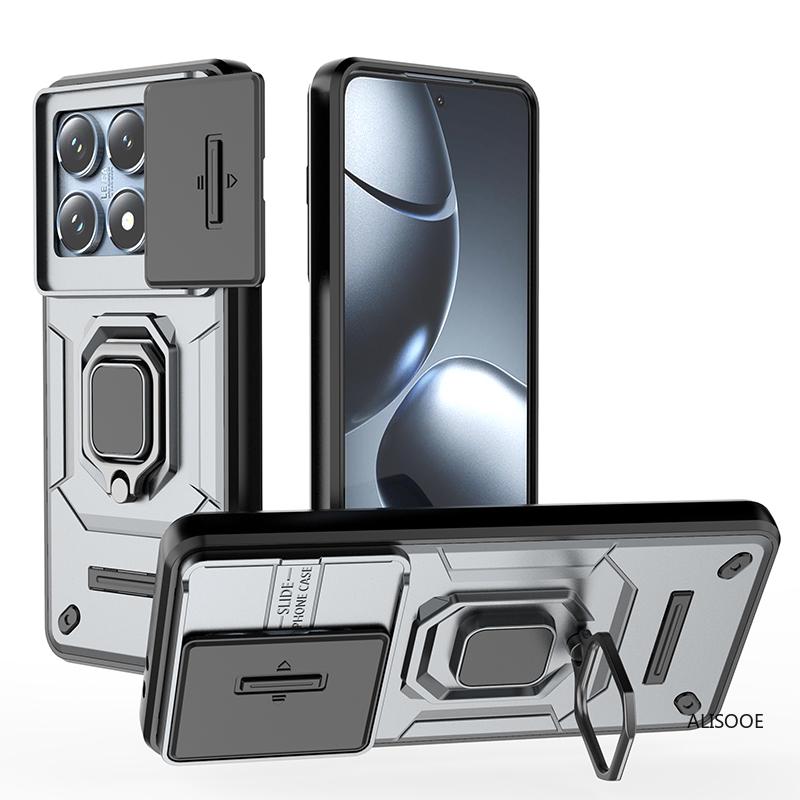Чехол-броня со шторкой для камеры и подставкой-кольцом для Xiaomi 14T Pro 5G, защитная задняя крышка, противоударный чехол Capa для Xiaomi 14T