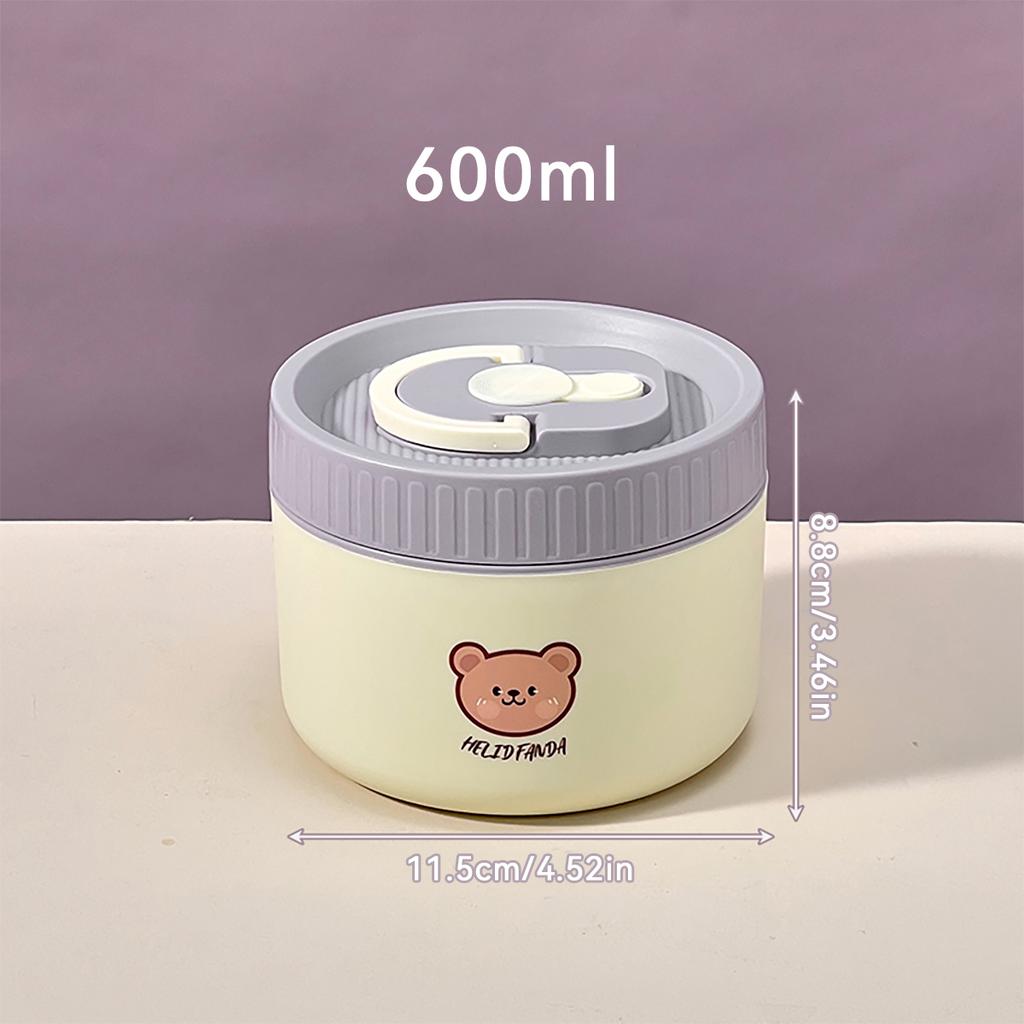 WORTHBUY Cute Thermal Bento Box Portable 304 Stainless Steel Lunch Box Heatable Sealed Leak-proof Food Container For Kids