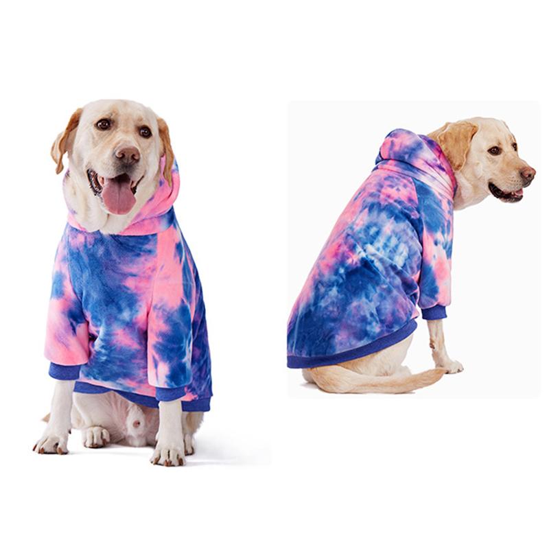 Pet Clothes Autumn Winter New Clothing Poodle Golden Retriever Labrador Medium Large Dogs Fashionable Tie Dye Two Legged Hoodie