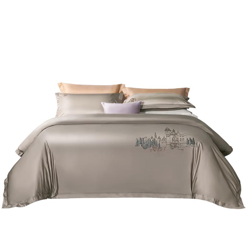 Fuanna 120S Long-Staple Cotton Sateen 4-Piece Bedding Set