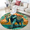 Слоненок в полоску, Круглый ковер, Ковер для гостиной, спальни, дивана, игровой комнаты, Декор, Нескользящий коврик для пола